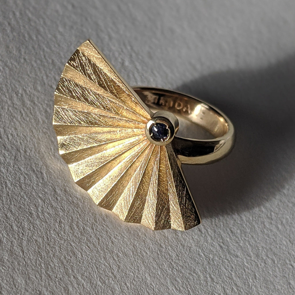 Large Ohgi Gold Sapphire Ring