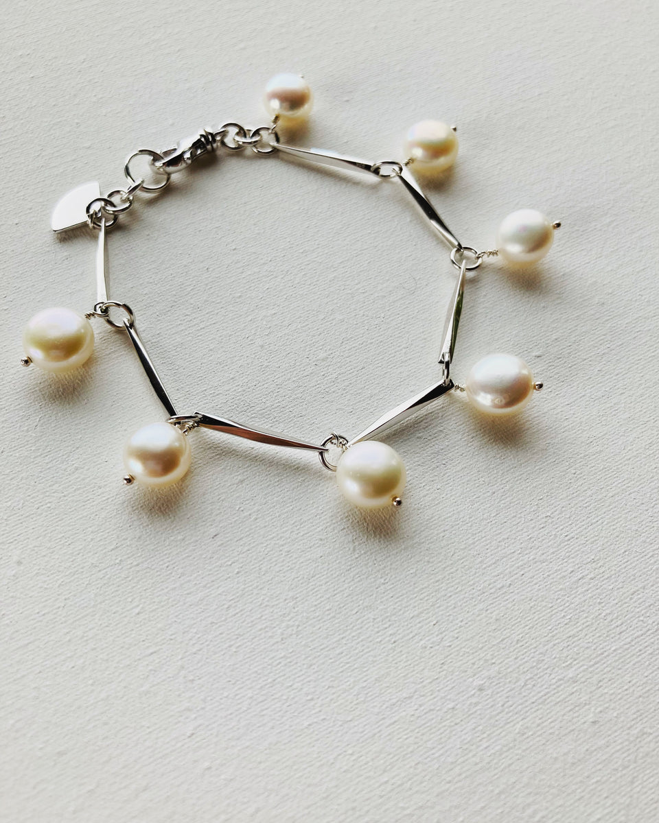 White Button Freshwater Pearls