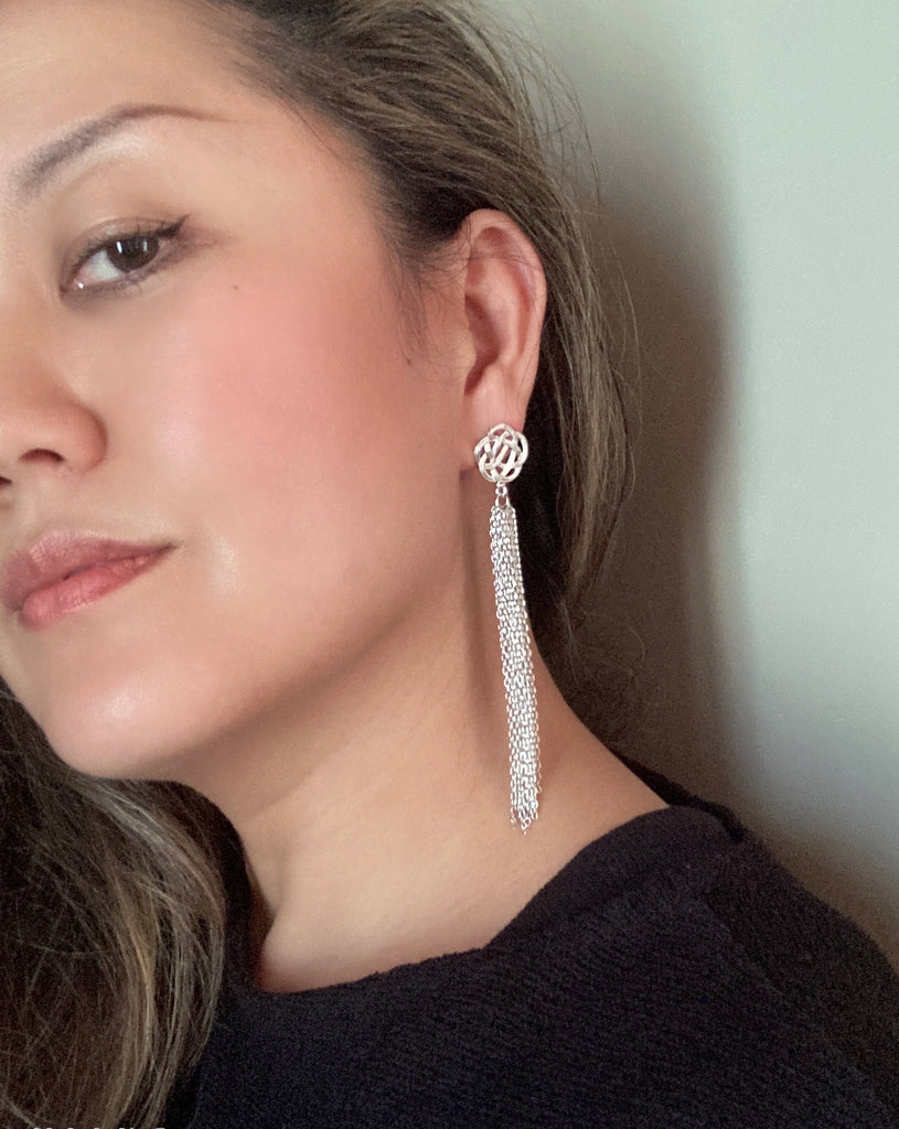 Extra long Silver Awaji Earrings
